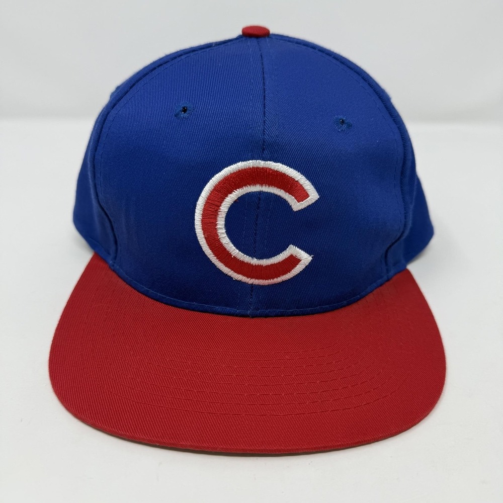 Vintage Chicago Cubs Hat Cap Snap Back One Size Blue MLB Baseball Mens Logo 7